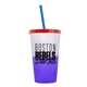 a frost-to-violet cup & translucent red lid & translucent blue straw 22 oz cool color change sport sipper