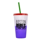 a frost-to-violet cup & translucent red lid & translucent green straw 22 oz cool color change sport sipper