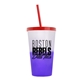 a frost-to-violet cup & translucent red lid & translucent red straw 22 oz cool color change sport sipper