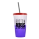 a frost-to-violet cup & translucent red lid & translucent smoke straw 22 oz cool color change sport sipper