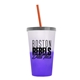 a frost-to-violet cup & translucent smoke lid & translucent orange straw 22 oz cool color change sport sipper