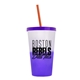 a frost-to-violet cup & translucent violet lid & translucent orange straw 22 oz cool color change sport sipper