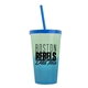 a green-to-blue cup & translucent blue lid & translucent blue straw 22 oz cool color change sport sipper