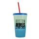 a green-to-blue cup & translucent blue lid & translucent red straw 22 oz cool color change sport sipper