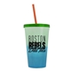a green-to-blue cup & translucent green lid & translucent orange straw 22 oz cool color change sport sipper