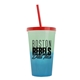 a green-to-blue cup & translucent red lid & translucent red straw 22 oz cool color change sport sipper