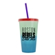 a green-to-blue cup & translucent red lid & translucent-violet straw 22 oz cool color change sport sipper