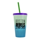 a green-to-blue cup & translucent violet lid & translucent green straw 22 oz cool color change sport sipper