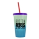 a green-to-blue cup & translucent violet lid & translucent red straw 22 oz cool color change sport sipper