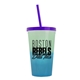 a green-to-blue cup & translucent violet lid & translucent-violet straw 22 oz cool color change sport sipper