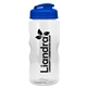 a translucent blue lid & clear bottle mini mountain 22 oz tritan(tm) sports bottle with usa flip lid