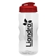 a translucent red lid & clear bottle mini mountain 22 oz tritan(tm) sports bottle with usa flip lid