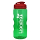 a translucent red lid & transparent-green bottle mini mountain 22 oz tritan(tm) sports bottle with usa flip lid