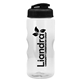 aerial view a black lid & clear bottle mini mountain 22 oz tritan(tm) sports bottle with usa flip lid, image 1 of 2