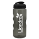 aerial view a black lid & transparent-smoke bottle mini mountain 22 oz tritan(tm) sports bottle with usa flip lid, image 1 of 2