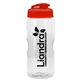 a red lid & clear bottle mini mountain 22 oz tritan(tm) sports bottle with usa flip lid