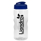a navy blue lid & clear bottle mini mountain 22 oz tritan(tm) sports bottle with usa flip lid
