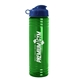 a reflex blue lid & transparent green bottle 24 oz slim fit water bottle with flip lid