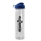 aerial view a reflex blue lid & clear bottle 24 oz slim fit water bottle with flip lid, image 1 of 2