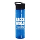 a black lid & transparent blue bottle 24 oz slim fit water bottles with pop - up sip lid