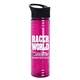 a black lid & transparent fuchsia bottle 24 oz slim fit water bottles with pop - up sip lid