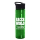 a black lid & transparent green bottle 24 oz slim fit water bottles with pop - up sip lid