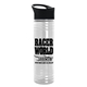 a black lid & clear bottle slim fit bottle with pop - up lid - 24 oz