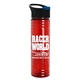 a black with blue flip tab lid & transparent red bottle 24 oz slim fit water bottles with pop - up sip lid