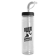 aerial view a black lid & clear bottle garyline(r) 24 oz slim fit water bottle with straw lid, image 1 of 2