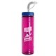 a blue lid & transparent fuchsia bottle 24 oz slim fit water bottle with straw lid