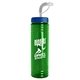 a blue lid & transparent green bottle 24 oz slim fit water bottle with straw lid