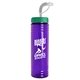 a teal lid & transparent violet bottle 24 oz slim fit water bottle with straw lid
