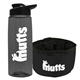 a transparent smoke bottle & black lid & black bowl the parched pup - 26 oz transparent tritan(tm) bottle folding dog bowl