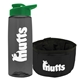 a transparent smoke bottle & green lid & black bowl the parched pup - 26 oz transparent tritan(tm) bottle folding dog bowl