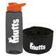 a transparent smoke bottle & orange lid & black bowl the parched pup - 26 oz transparent tritan(tm) bottle folding dog bowl