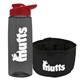 a transparent smoke bottle & red lid & black bowl the parched pup - 26 oz transparent tritan(tm) bottle folding dog bowl