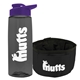 a transparent smoke bottle & violet lid & black bowl the parched pup - 26 oz transparent tritan(tm) bottle folding dog bowl