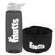 a transparent smoke bottle & white lid & black bowl the parched pup - 26 oz transparent tritan(tm) bottle folding dog bowl