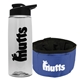 a clear bottle & black lid & blue bowl the parched pup - 26 oz transparent tritan(tm) bottle folding dog bowl