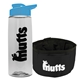 a clear bottle & cyan lid & black bowl the parched pup - 26 oz transparent tritan(tm) bottle folding dog bowl
