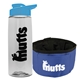 a clear bottle & cyan lid & blue bowl the parched pup - 26 oz transparent tritan(tm) bottle folding dog bowl