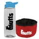 a clear bottle & cyan lid & red bowl the parched pup - 26 oz transparent tritan(tm) bottle folding dog bowl
