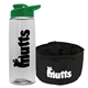 a clear bottle & green lid & black bowl the parched pup - 26 oz transparent tritan(tm) bottle folding dog bowl