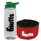 a clear bottle & green lid & red bowl the parched pup - 26 oz transparent tritan(tm) bottle folding dog bowl