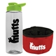 a clear bottle & lime green lid & red bowl the parched pup - 26 oz transparent tritan(tm) bottle folding dog bowl