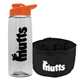 a clear bottle & orange lid & black bowl the parched pup - 26 oz transparent tritan(tm) bottle folding dog bowl