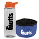 a clear bottle & orange lid & blue bowl the parched pup - 26 oz transparent tritan(tm) bottle folding dog bowl