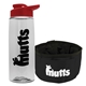 a clear bottle & red lid & black bowl the parched pup - 26 oz transparent tritan(tm) bottle folding dog bowl