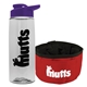 a clear bottle & violet lid & red bowl the parched pup - 26 oz transparent tritan(tm) bottle folding dog bowl