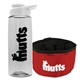 a clear bottle & white lid & red bowl the parched pup - 26 oz transparent tritan(tm) bottle folding dog bowl